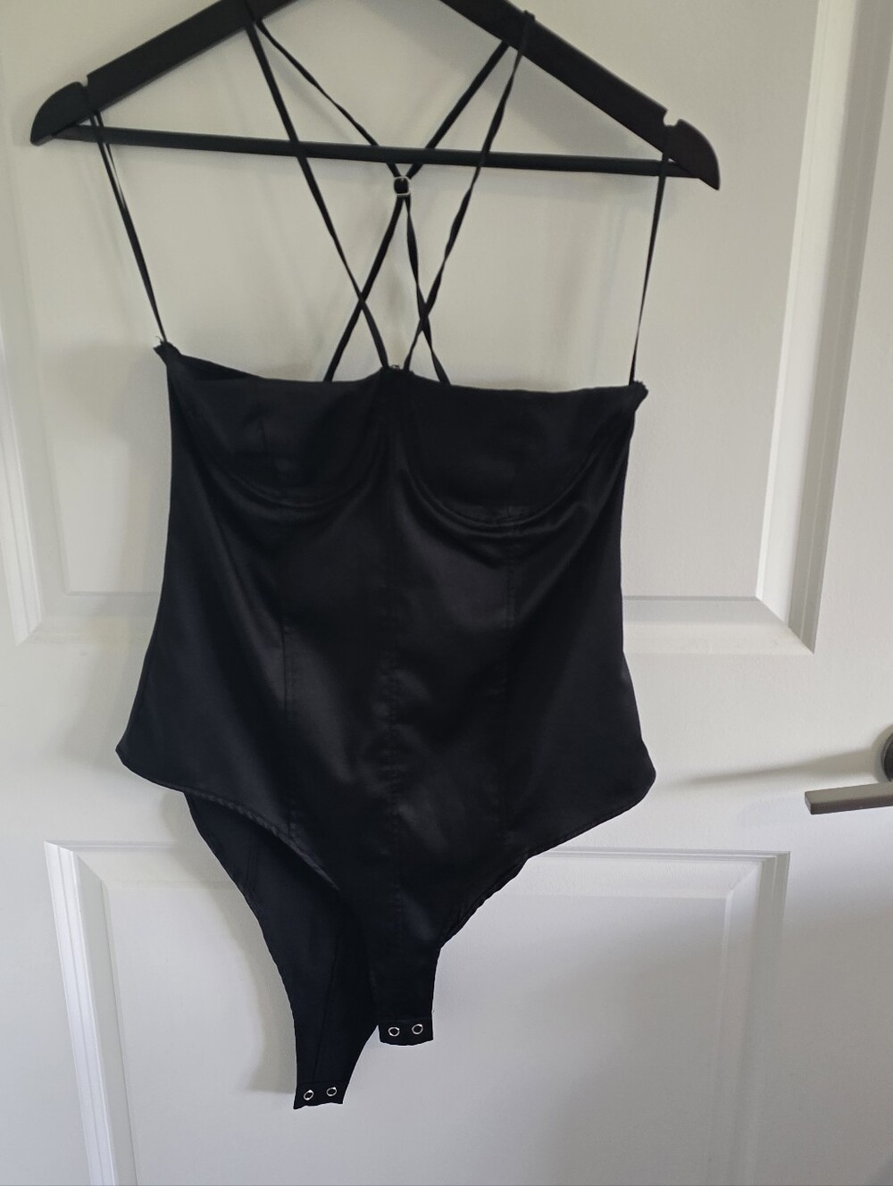 Zara Black Strappy Satin Bodysuit